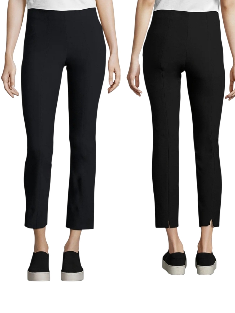 Vince Seamed Slit Ankle Stretch Pants Sz Small Black Minimalist Neutral